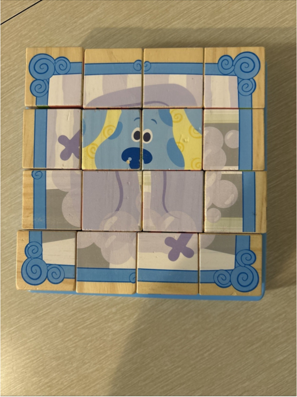 Blue’s Clues Wooden Cube 16 Piece Puzzle W/6 Different Puzzles 1192
